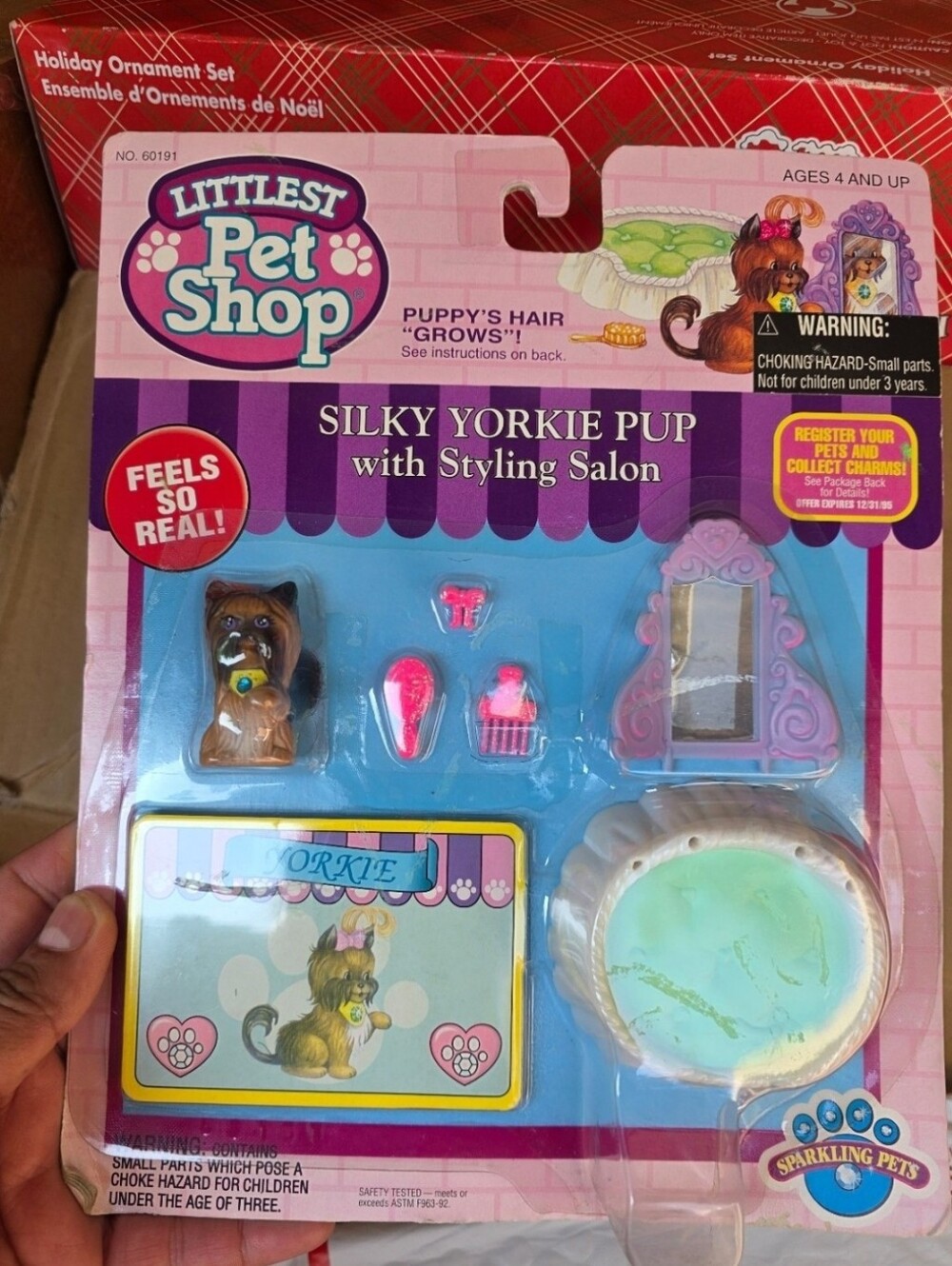 Littles pet shop 1994 Kenner Littlest Pet Shop Carded Toy - Silky Yorkie Pup